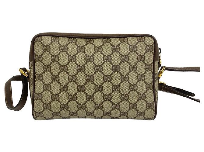 Borsa a tracolla Gucci in tela GG e pelle Marrone - vista 3