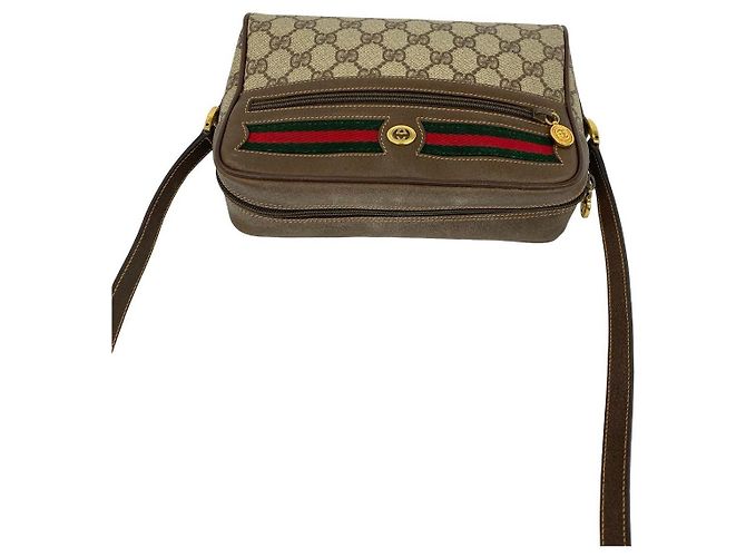 Borsa a tracolla Gucci in tela GG e pelle Marrone - vista 4