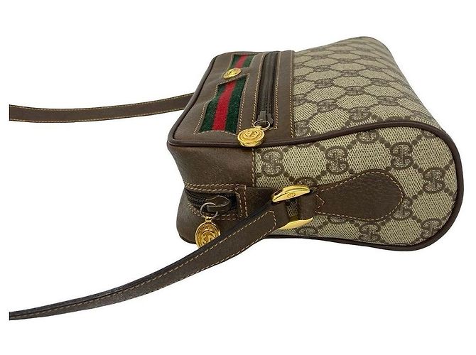 Borsa a tracolla Gucci in tela GG e pelle Marrone - vista 5