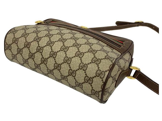 Borsa a tracolla Gucci in tela GG e pelle Marrone - vista 8