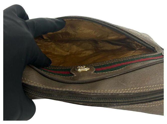 Borsa a tracolla in pelle Gucci GG Marrone - vista 10