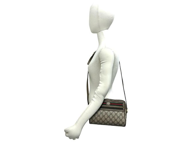 Borsa a tracolla in pelle Gucci GG Marrone - vista 2