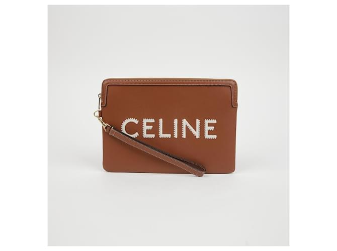 Céline Pochette con tracolla piccola Logo Marrone - vista 2