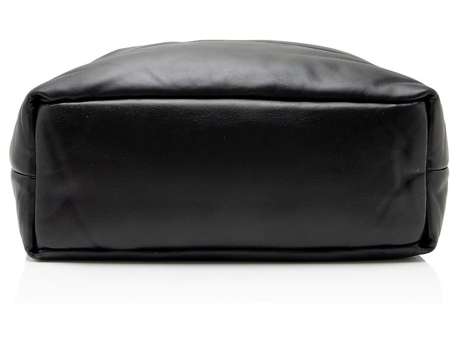 Sacola Shopping Saint Laurent em couro acolchoado com logo Preto - vista 4