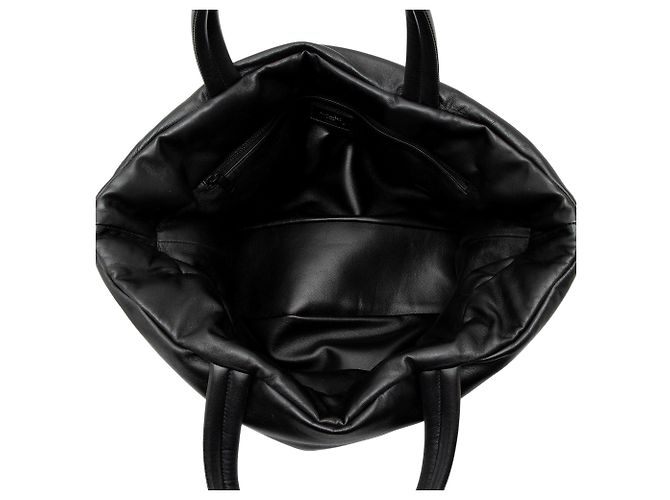 Sacola Shopping Saint Laurent em couro acolchoado com logo Preto - vista 7