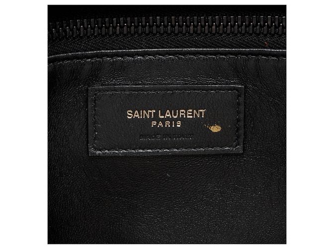 Sacola Shopping Saint Laurent em couro acolchoado com logo Preto - vista 8