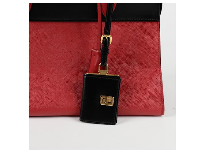 Prada Borsa a spalla tote Esplanade Rosso - vista 3