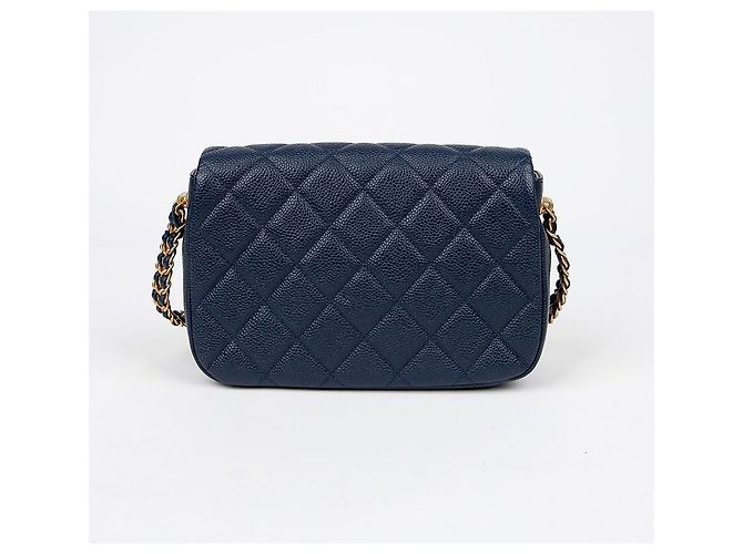 Chanel Borsa a tracolla e spalla Soul Flap in pelle Caviar con catena Blu - vista 4