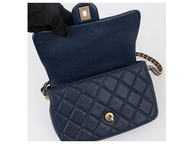 Chanel Borsa a tracolla e spalla Soul Flap in pelle Caviar con catena Blu - vista 8