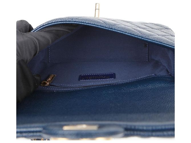 Chanel Borsa a tracolla e spalla Soul Flap in pelle Caviar con catena Blu - vista 9
