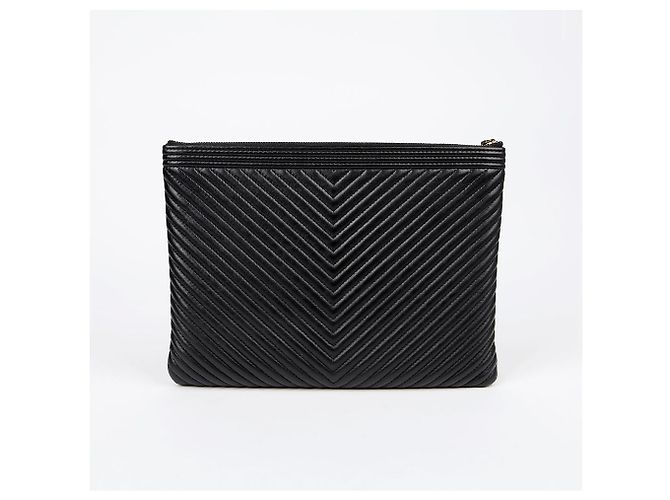 Chanel Chevron Boy New Medium Clutch Schwarz - Ansicht 4