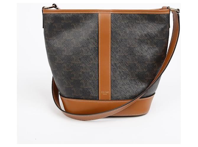 Céline Borsa a secchiello piccola a tracolla Triofe Marrone - vista 2