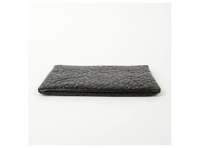 Clutch Chanel Camellia Stud Nera in Agnello Nero - vista 6