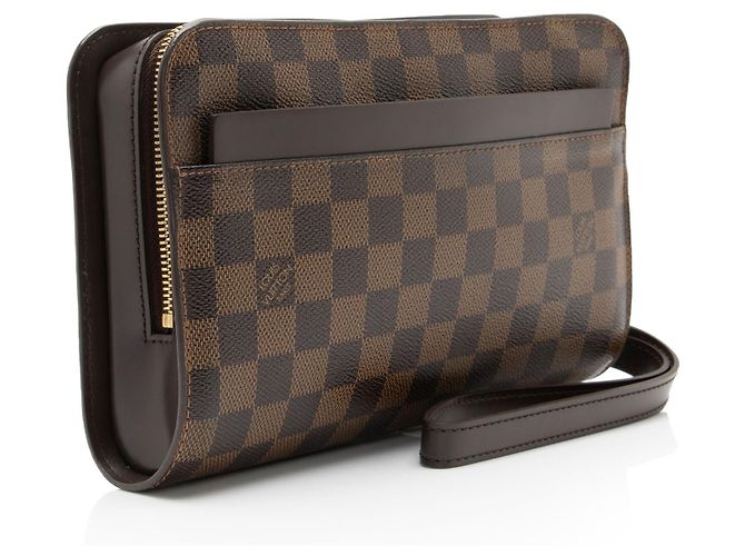 Clutch Louis Vuitton Damier Ebene Saint Louis Marrone - vista 2