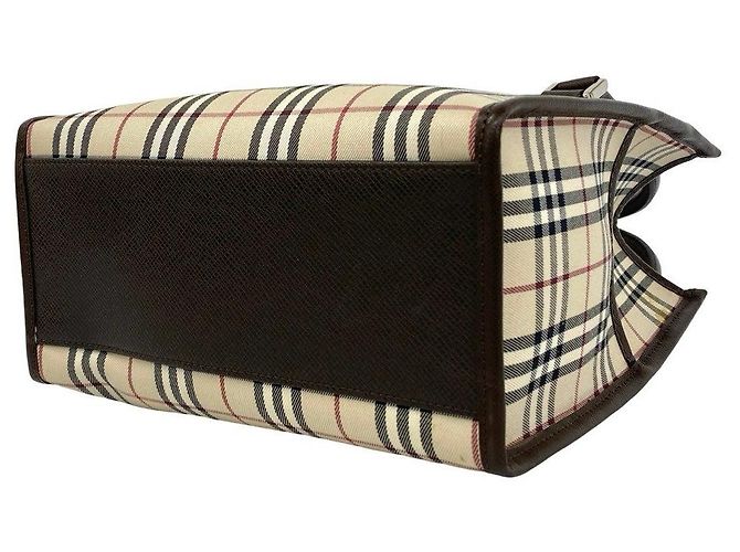 Borsa a mano in pelle e tela Burberry Check Marrone - vista 8