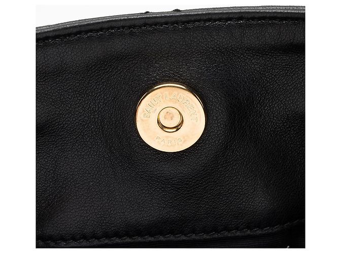 Sacola de couro acolchoado Saint Laurent Pochon com cordão Preto - vista 10