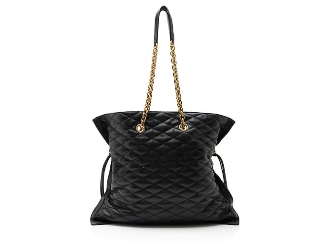 Sacola de couro acolchoado Saint Laurent Pochon com cordão Preto - vista 3