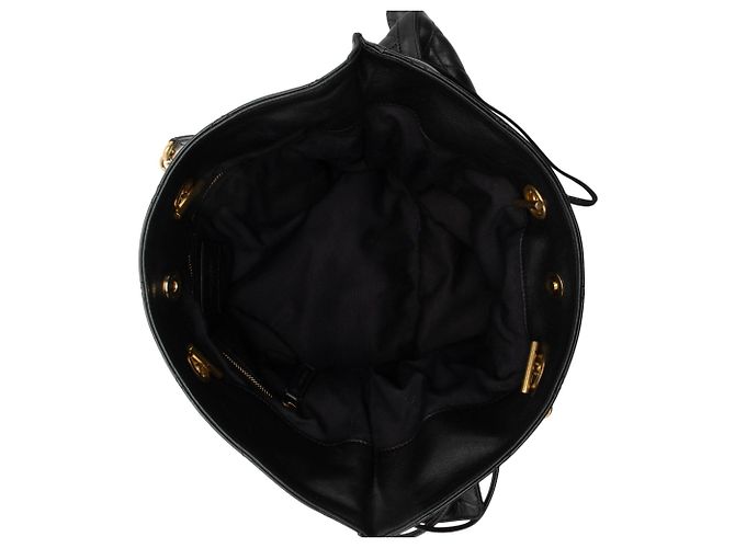 Sacola de couro acolchoado Saint Laurent Pochon com cordão Preto - vista 7