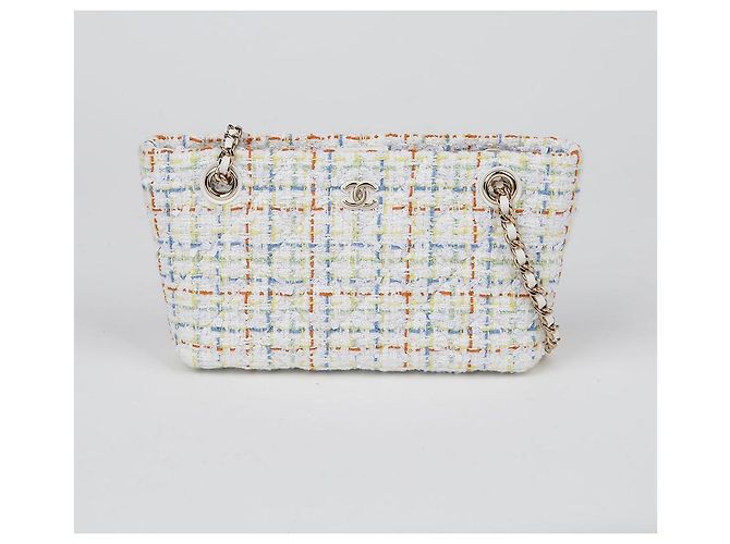 Chanel Mini borsa a tracolla in tweed con catena Bianco - vista 2