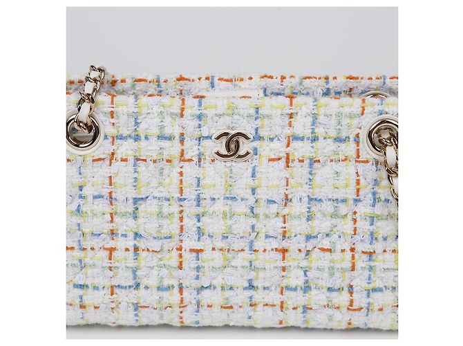 Chanel Mini borsa a tracolla in tweed con catena Bianco - vista 3