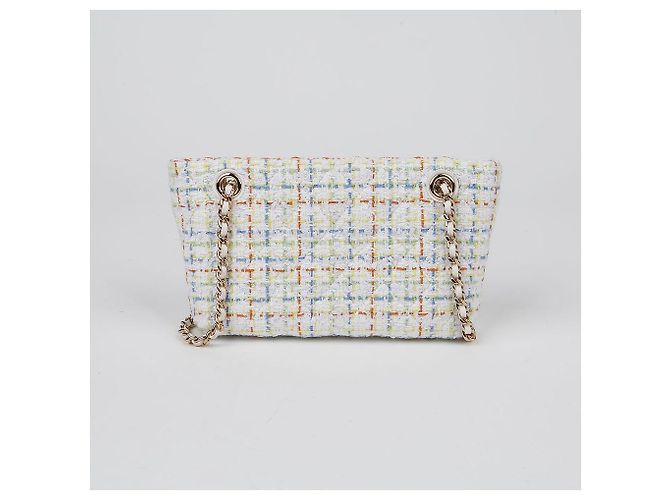 Chanel Mini borsa a tracolla in tweed con catena Bianco - vista 4