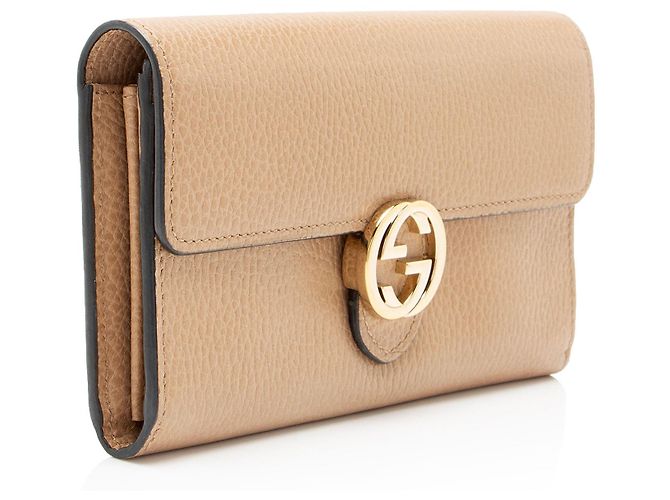 Cartera Continental Gucci de piel con G entrelazadas Castaño Beige - vista 2
