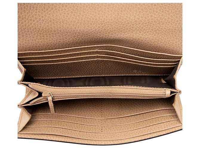 Cartera Continental Gucci de piel con G entrelazadas Castaño Beige - vista 5