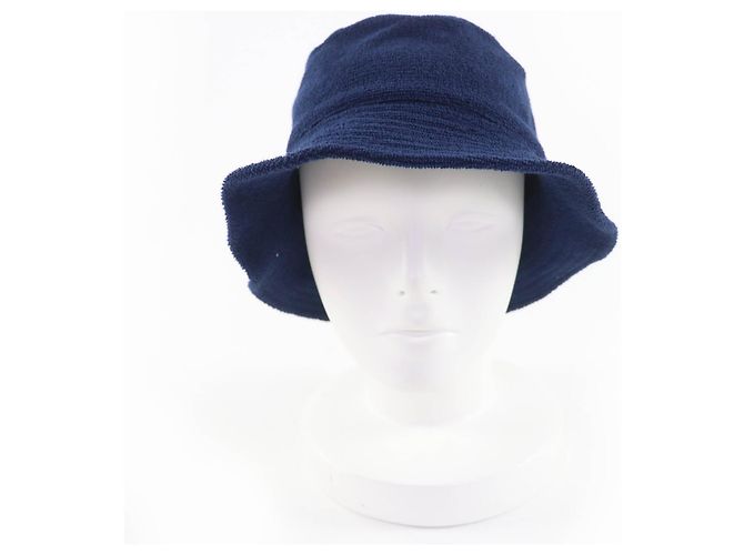 Cappello bucket in cotone ricamato logo H Hermès XS59 Blu Blu navy - vista 3