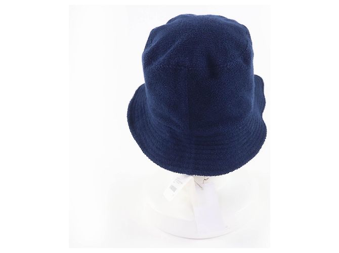 Cappello bucket in cotone ricamato logo H Hermès XS59 Blu Blu navy - vista 5