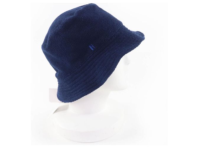 Cappello bucket in cotone ricamato logo H Hermès XS59 Blu Blu navy - vista 6
