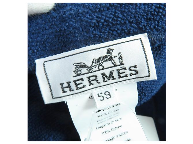 Cappello bucket in cotone ricamato logo H Hermès XS59 Blu Blu navy - vista 9