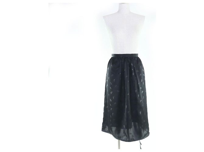 Autre Marque Falda con cintas y estampado de plumas noir kei ninomiya COMME des GARCONS Negro - vista 2
