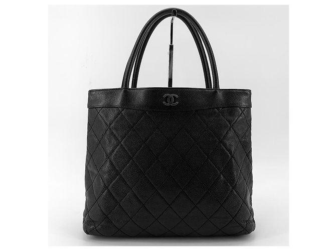 Chanel Gesteppte Caviar-Schultertasche mit silbernem Logo Schwarz - Ansicht 3