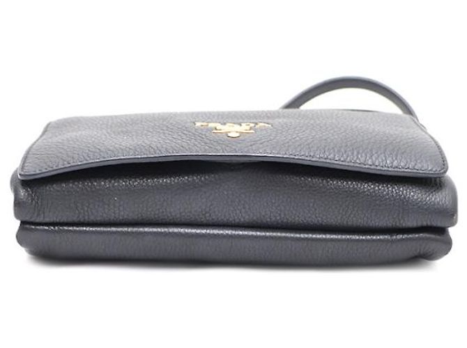 Prada Borsa mini a tracolla con patta VITELLO DINO placcata oro Nero - vista 15