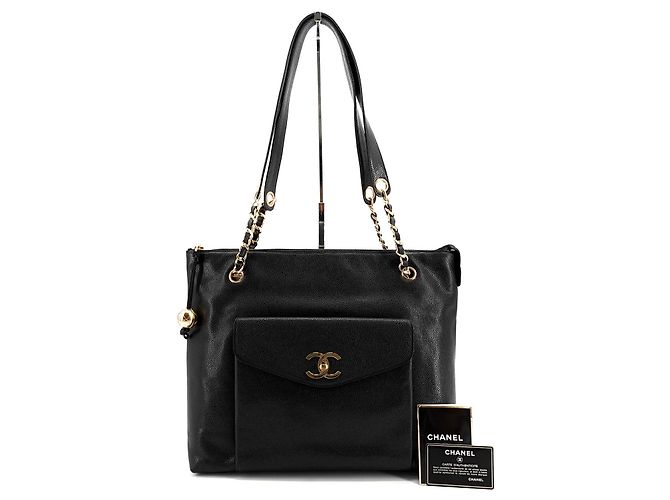 Chanel Borsa a tracolla Caviar Golden Ball Gold Chain Nero - vista 2