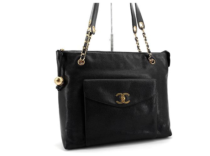 Chanel Borsa a tracolla Caviar Golden Ball Gold Chain Nero - vista 3
