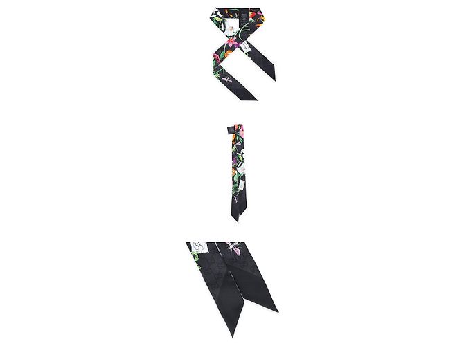 Gucci Sciarpa in seta con stampa floreale da donna Nero - vista 3