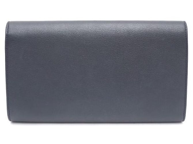 Saint Laurent Clutch con patta Monogram Blu - vista 3