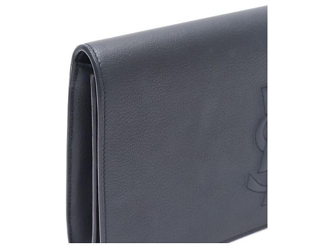 Saint Laurent Clutch con patta Monogram Blu - vista 4