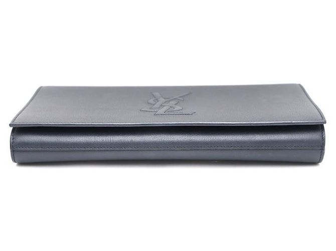 Saint Laurent Clutch con patta Monogram Blu - vista 7
