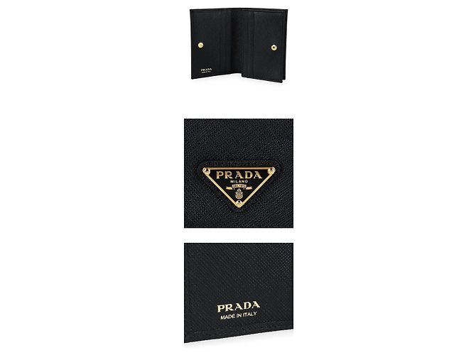 Prada Women's Triangle Logo Saffiano Leather Wallet Black - view 4