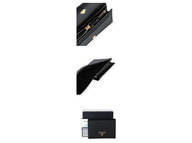 Prada Women's Triangle Logo Saffiano Leather Wallet Black - view 5