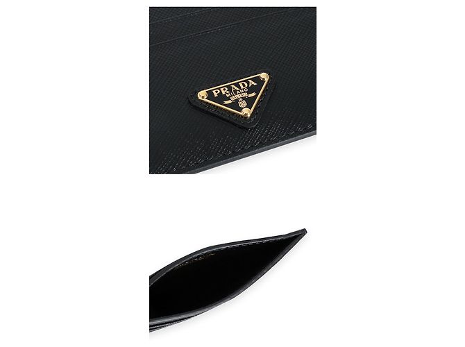 Prada Women's Triangle Logo Saffiano Cardholder Black - view 4