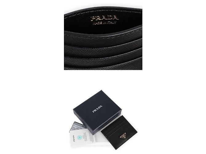 Prada Women's Triangle Logo Saffiano Cardholder Black - view 5