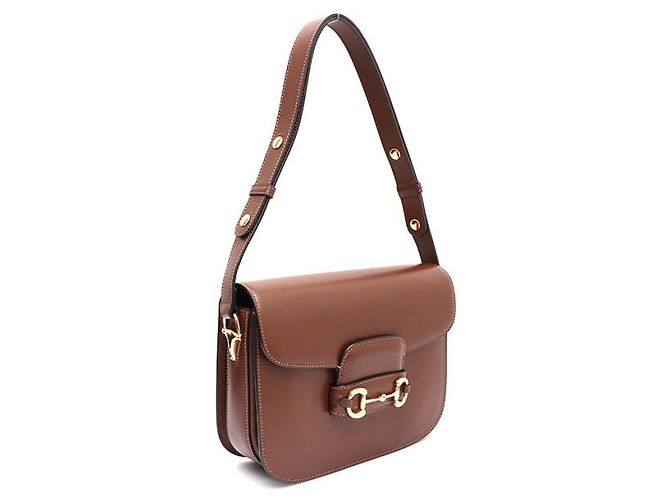 Gucci Borsa a tracolla e borsa a spalla in pelle marrone con morsetto - vista 12