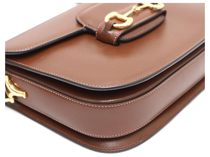 Gucci Borsa a tracolla e borsa a spalla in pelle marrone con morsetto - vista 7