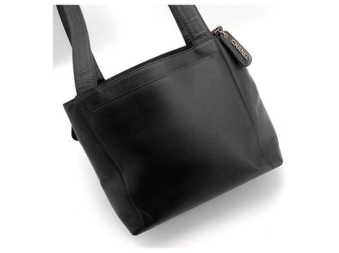 Chanel Borsa a Tracolla Logo Caviar Nero - vista 3