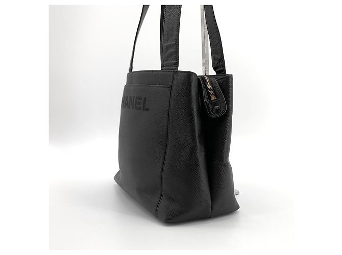 Chanel Borsa a Tracolla Logo Caviar Nero - vista 4