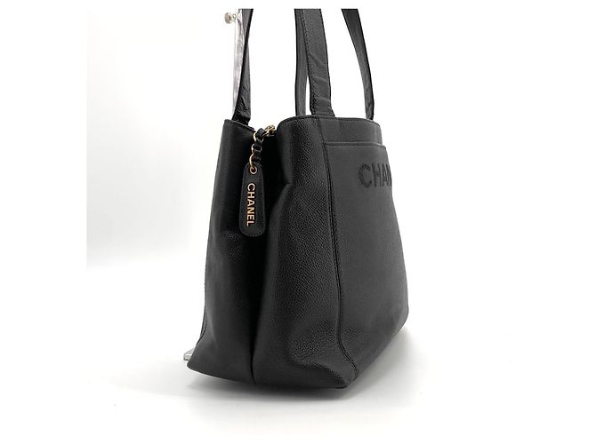 Chanel Borsa a Tracolla Logo Caviar Nero - vista 5