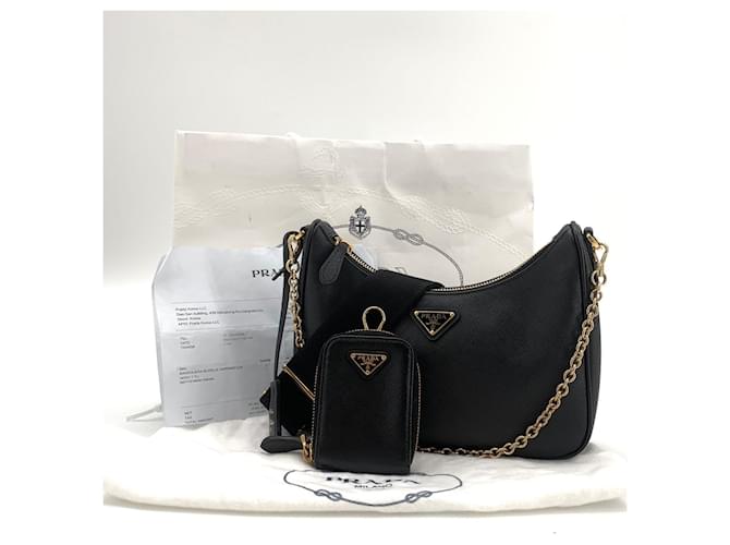 Prada Borsa Hobo Multi in Saffiano Nera Nero - vista 8